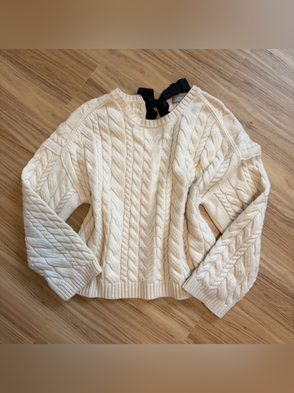 J. Crew Ivory Cable Knit Crewneck Sweater